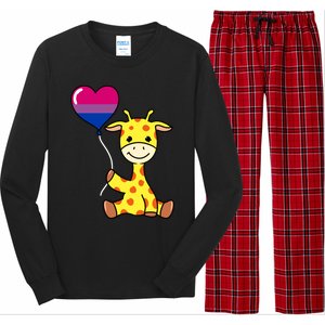 Giraffe With Bisexual Pride Balloon Gift Long Sleeve Pajama Set