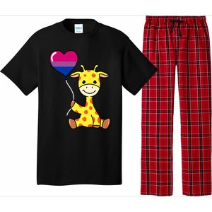 Giraffe With Bisexual Pride Balloon Gift Pajama Set