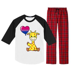 Giraffe With Bisexual Pride Balloon Gift Raglan Sleeve Pajama Set