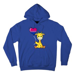 Giraffe With Bisexual Pride Balloon Gift Hoodie