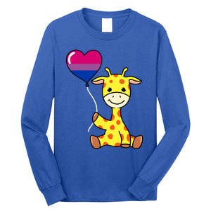 Giraffe With Bisexual Pride Balloon Gift Long Sleeve Shirt