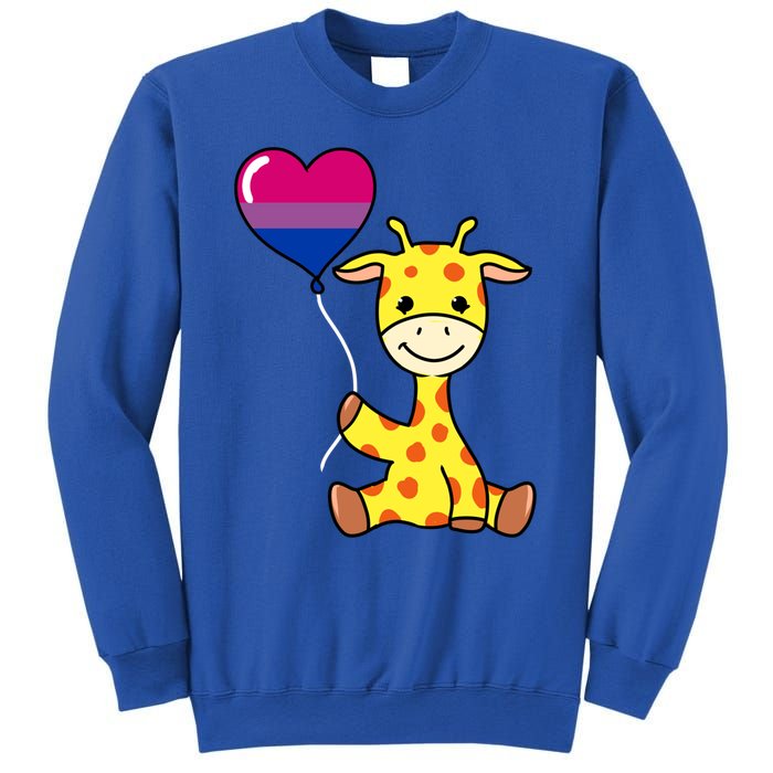 Giraffe With Bisexual Pride Balloon Gift Sweatshirt