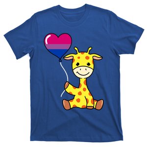 Giraffe With Bisexual Pride Balloon Gift T-Shirt