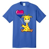 Giraffe With Bisexual Pride Balloon Gift Tall T-Shirt