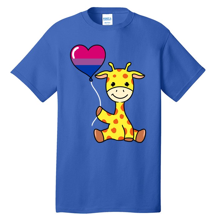 Giraffe With Bisexual Pride Balloon Gift Tall T-Shirt