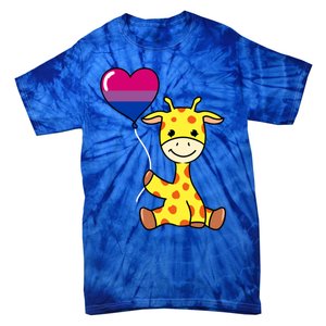 Giraffe With Bisexual Pride Balloon Gift Tie-Dye T-Shirt