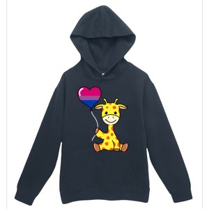 Giraffe With Bisexual Pride Balloon Gift Urban Pullover Hoodie