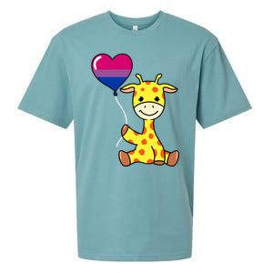 Giraffe With Bisexual Pride Balloon Gift Sueded Cloud Jersey T-Shirt