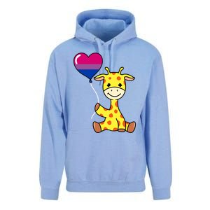 Giraffe With Bisexual Pride Balloon Gift Unisex Surf Hoodie