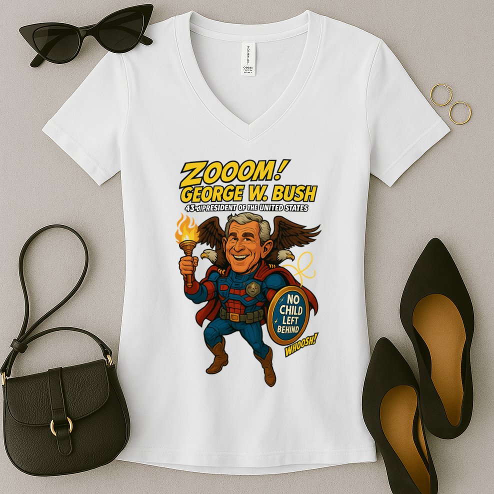 George W. Bush The Presidential Chronicles Women's V-Neck T-Shirt