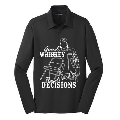 Good Whiskey Bad Decisions Silk Touch Performance Long Sleeve Polo