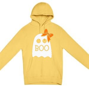 ghost with bow boo halloween costume Premium Pullover Hoodie