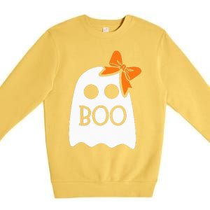 ghost with bow boo halloween costume Premium Crewneck Sweatshirt