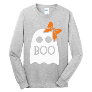 ghost with bow boo halloween costume Tall Long Sleeve T-Shirt