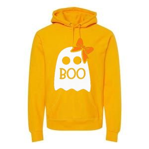 ghost with bow boo halloween costume Premium Hoodie