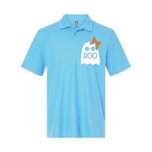 ghost with bow boo halloween costume Softstyle Adult Sport Polo