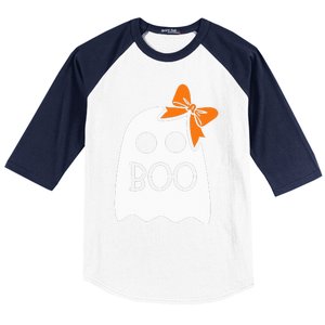 ghost with bow boo halloween costume Baseball Sleeve Shirt