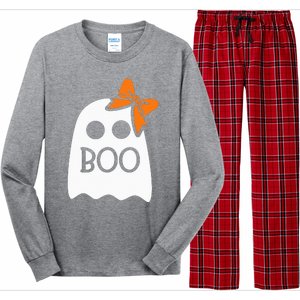 ghost with bow boo halloween costume Long Sleeve Pajama Set