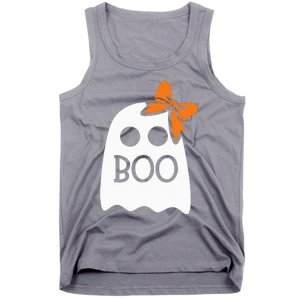 ghost with bow boo halloween costume Tank Top