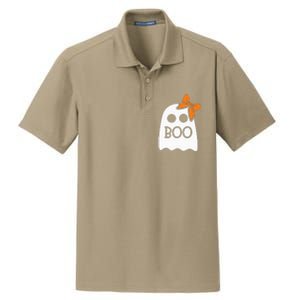 ghost with bow boo halloween costume Dry Zone Grid Polo