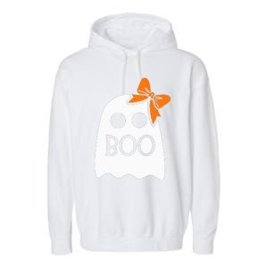 ghost with bow boo halloween costume Garment-Dyed Fleece Hoodie