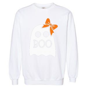 ghost with bow boo halloween costume Garment-Dyed Sweatshirt