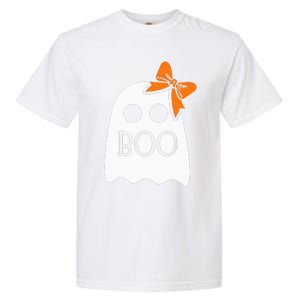 ghost with bow boo halloween costume Garment-Dyed Heavyweight T-Shirt