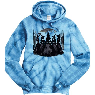 Girl Will Be Girl Witch Halloween Funny Witchy Vibes Women Tie Dye Hoodie