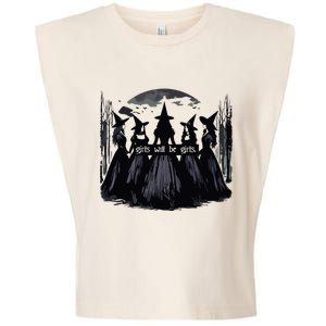 Girl Will Be Girl Witch Halloween Funny Witchy Vibes Women Garment-Dyed Women's Muscle Tee