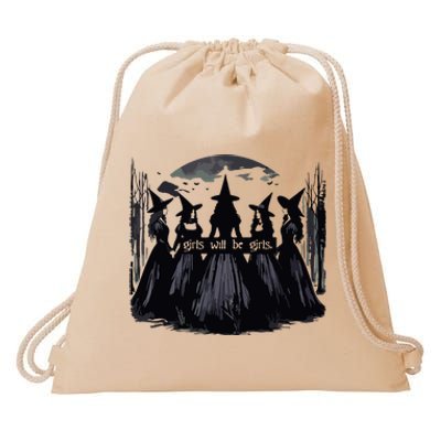 Girl Will Be Girl Witch Halloween Funny Witchy Vibes Women Drawstring Bag