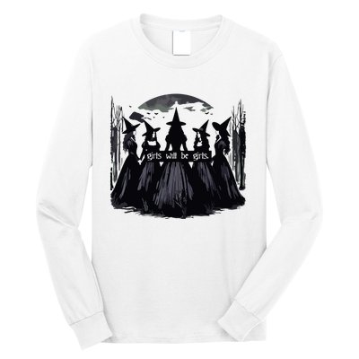 Girl Will Be Girl Witch Halloween Funny Witchy Vibes Women Long Sleeve Shirt