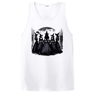 Girl Will Be Girl Witch Halloween Funny Witchy Vibes Women PosiCharge Competitor Tank