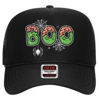 Ghost With Bow Boo Halloween Costume High Crown Mesh Back Trucker Hat