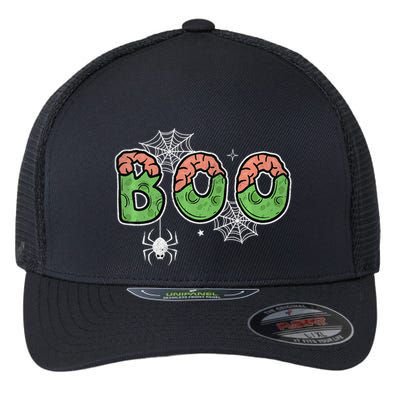 Ghost With Bow Boo Halloween Costume Flexfit Unipanel Trucker Cap