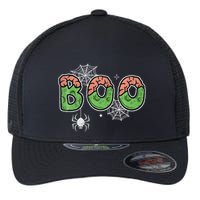 Ghost With Bow Boo Halloween Costume Flexfit Unipanel Trucker Cap