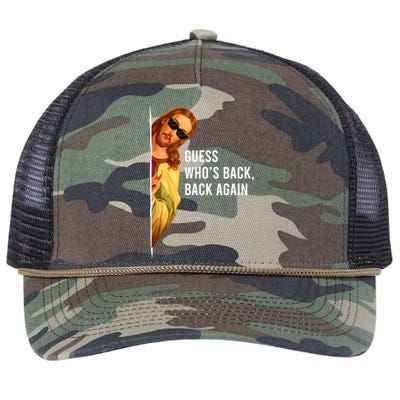 Guess Who's Back Back Again Happy Easter! Jesus Christ Retro Rope Trucker Hat Cap