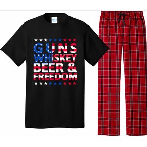 Guns Whiskey Beer And Freedom Veteran US Flag 4th Of July Pajama Set