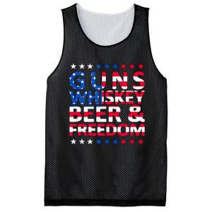 Guns Whiskey Beer And Freedom Veteran US Flag 4th Of July Mesh Reversible Basketball Jersey Tank