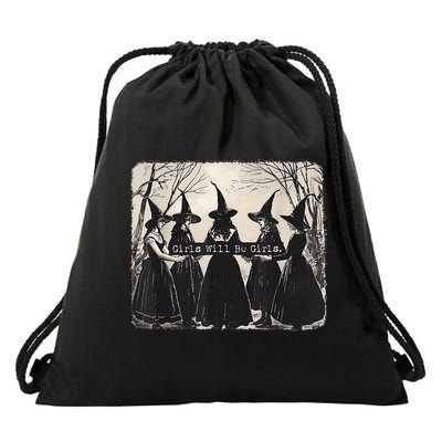 Girl Will Be Girl Funny Witch Halloween Vibes Feminist Gift Drawstring Bag