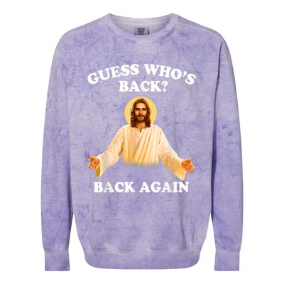 Guess Who's Back Back Again Happy Easter Jesus Christ Colorblast Crewneck Sweatshirt