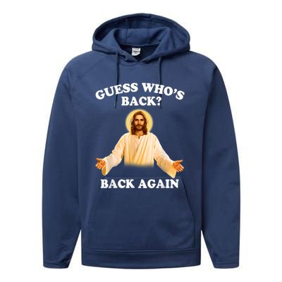 Guess Who's Back Back Again Happy Easter Jesus Christ Performance Fleece Hoodie