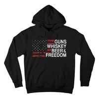 Guns Whiskey Beer And Freedom Veteran US Flag 4th Of July Hoodie