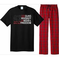 Guns Whiskey Beer And Freedom Veteran US Flag 4th Of July Pajama Set