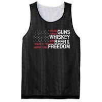 Guns Whiskey Beer And Freedom Veteran US Flag 4th Of July Mesh Reversible Basketball Jersey Tank