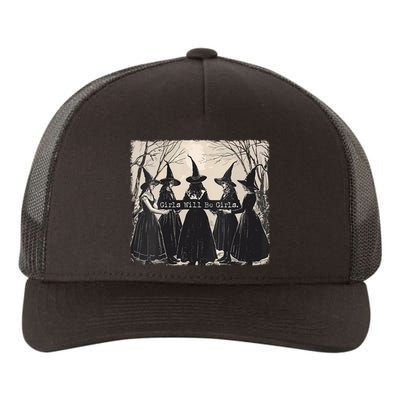 Girl Will Be Girl Witch Halloween Funny Witchy Vibes Women Yupoong Adult 5-Panel Trucker Hat