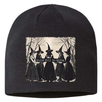 Girl Will Be Girl Witch Halloween Funny Witchy Vibes Women Sustainable Beanie