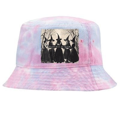 Girl Will Be Girl Witch Halloween Funny Witchy Vibes Women Tie-Dyed Bucket Hat