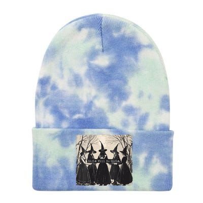 Girl Will Be Girl Witch Halloween Funny Witchy Vibes Women Tie Dye 12in Knit Beanie