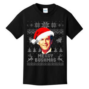 George W Bush Merry Bushmas Funny Christmas Kids T-Shirt