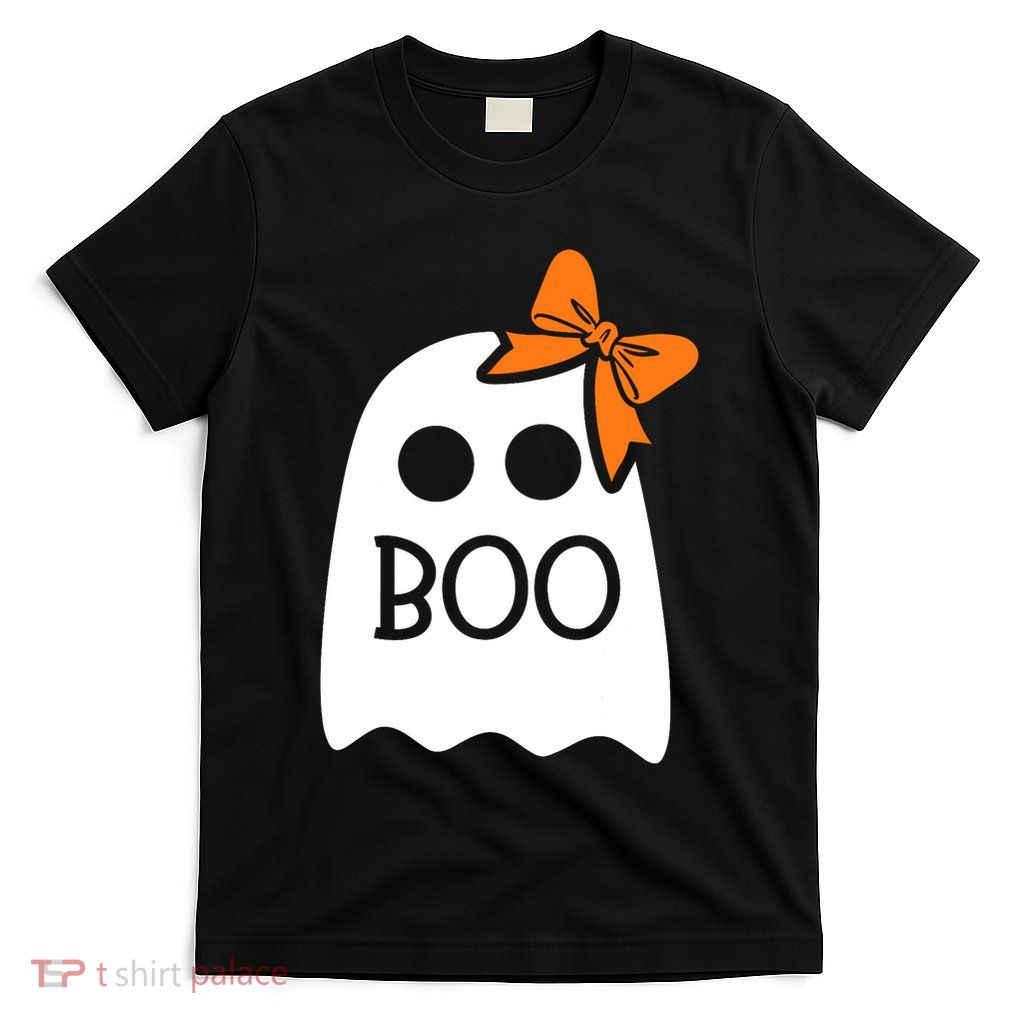 Ghost With Bow Boo Funny Halloween Costume T-Shirt